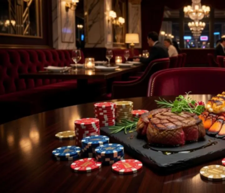 Prémium vacsora elegáns tálalással egy poker est asztalán